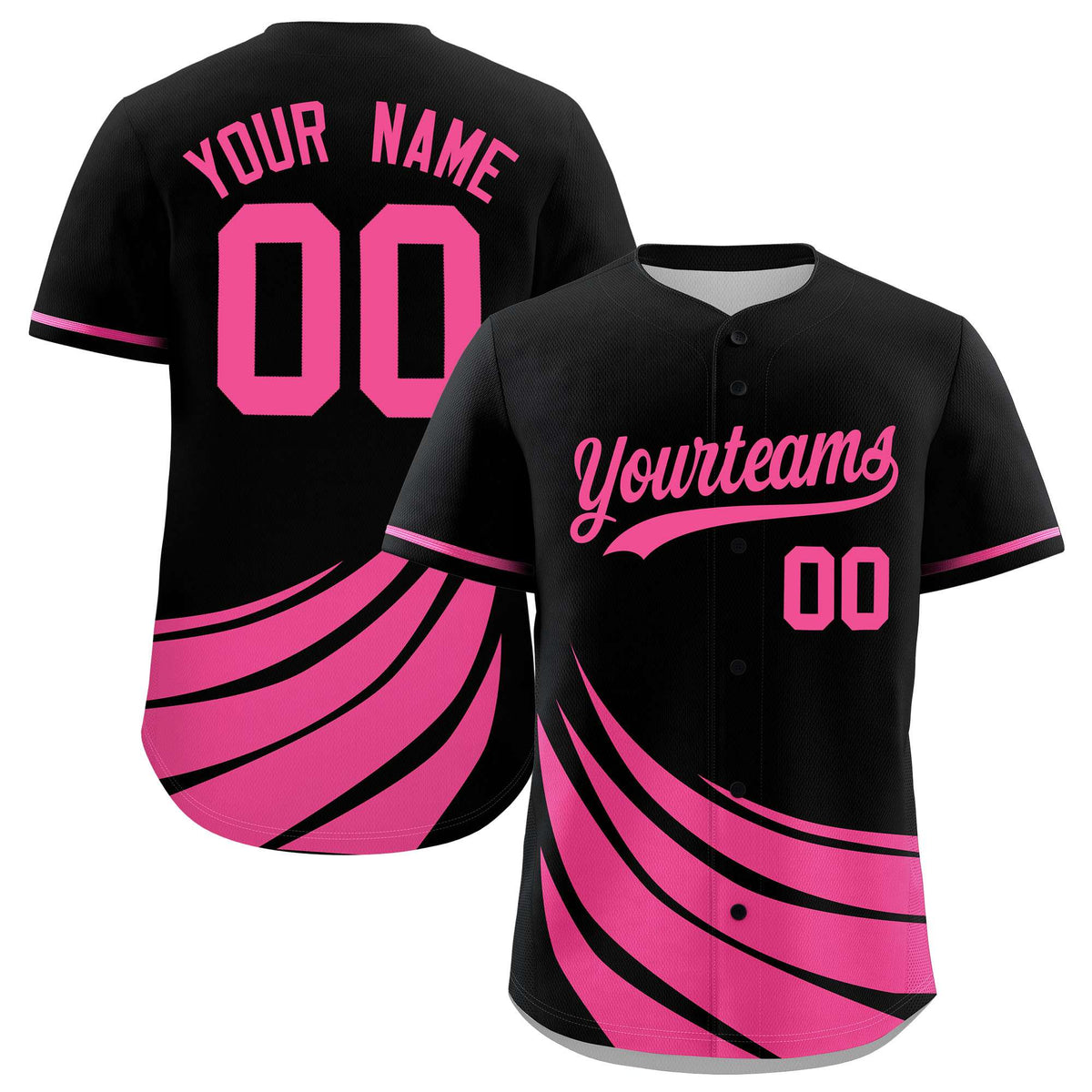 Custom Black Pink Wind Mark Graffiti Pattern Authentic Baseball Jersey