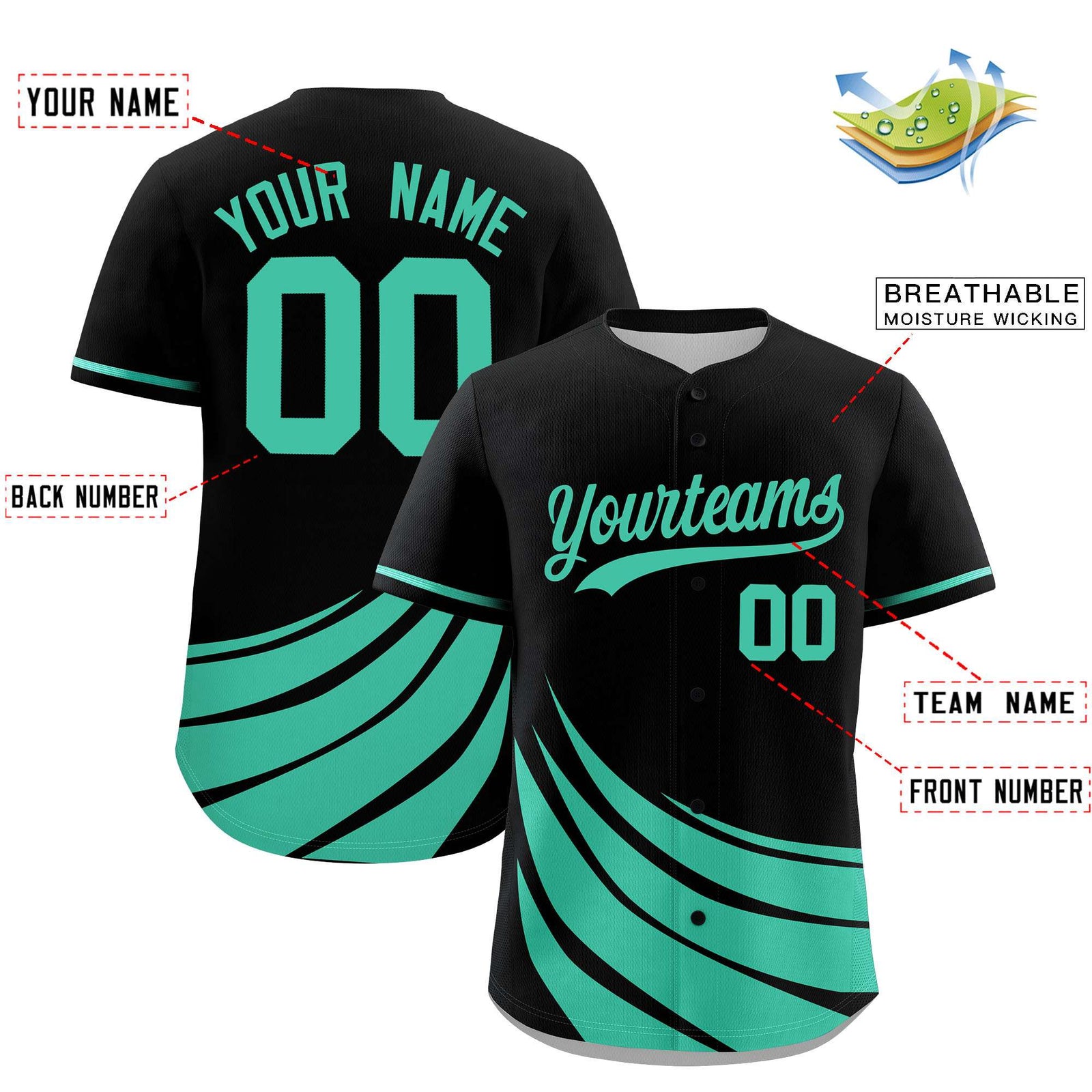 Custom Black Bright Green Wind Mark Graffiti Pattern Authentic Baseball Jersey