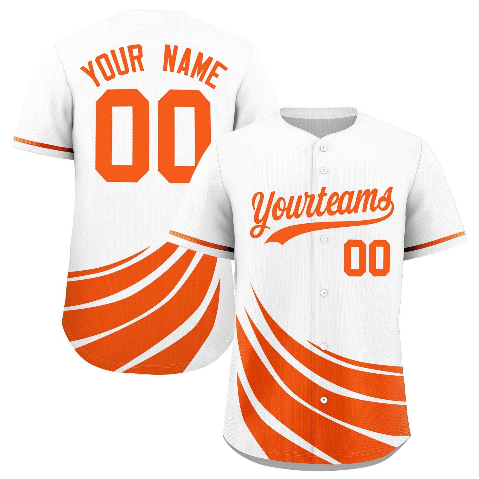 Custom White Orange Wind Mark Graffiti Pattern Authentic Baseball Jersey