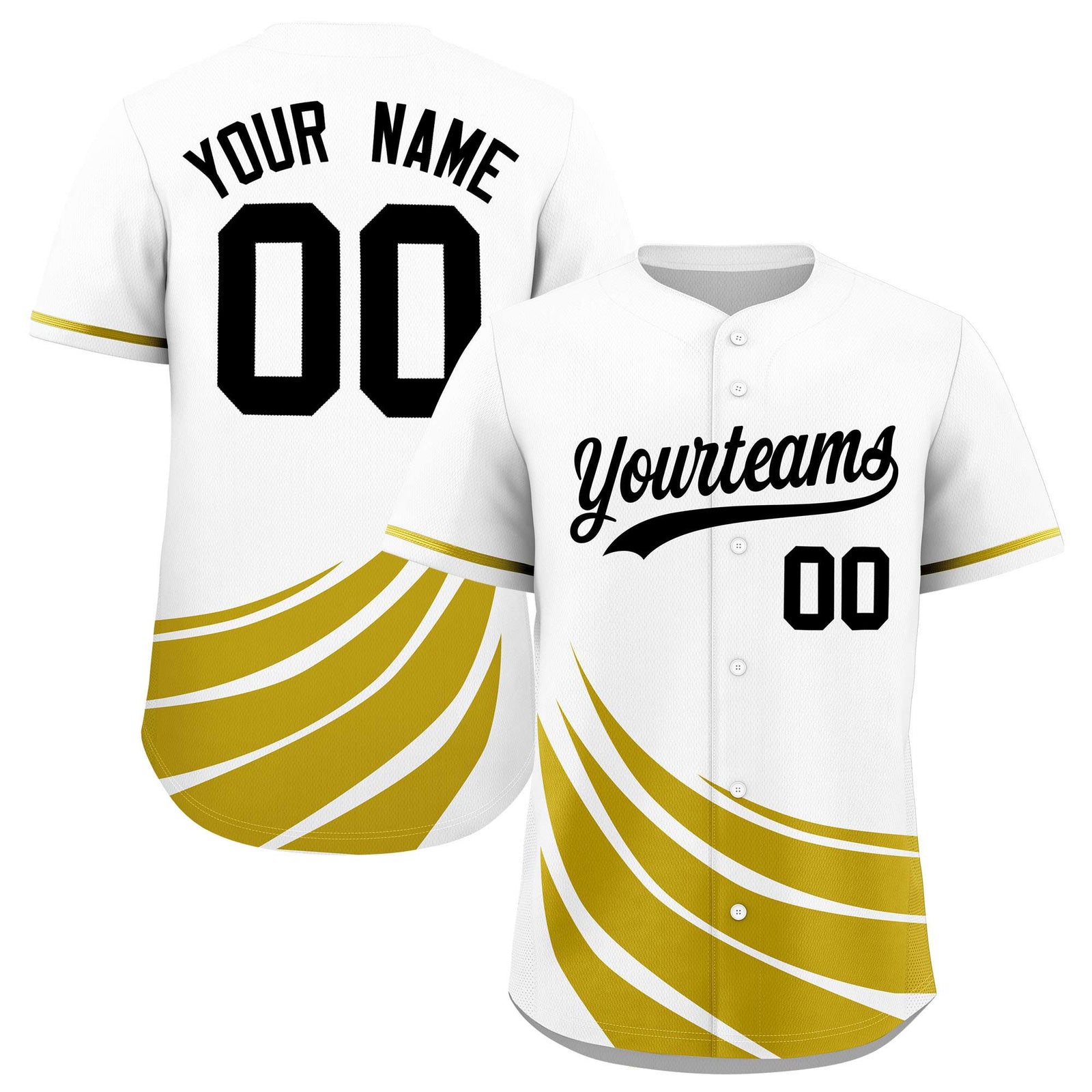 Custom White Old Gold Wind Mark Graffiti Pattern Authentic Baseball Jersey