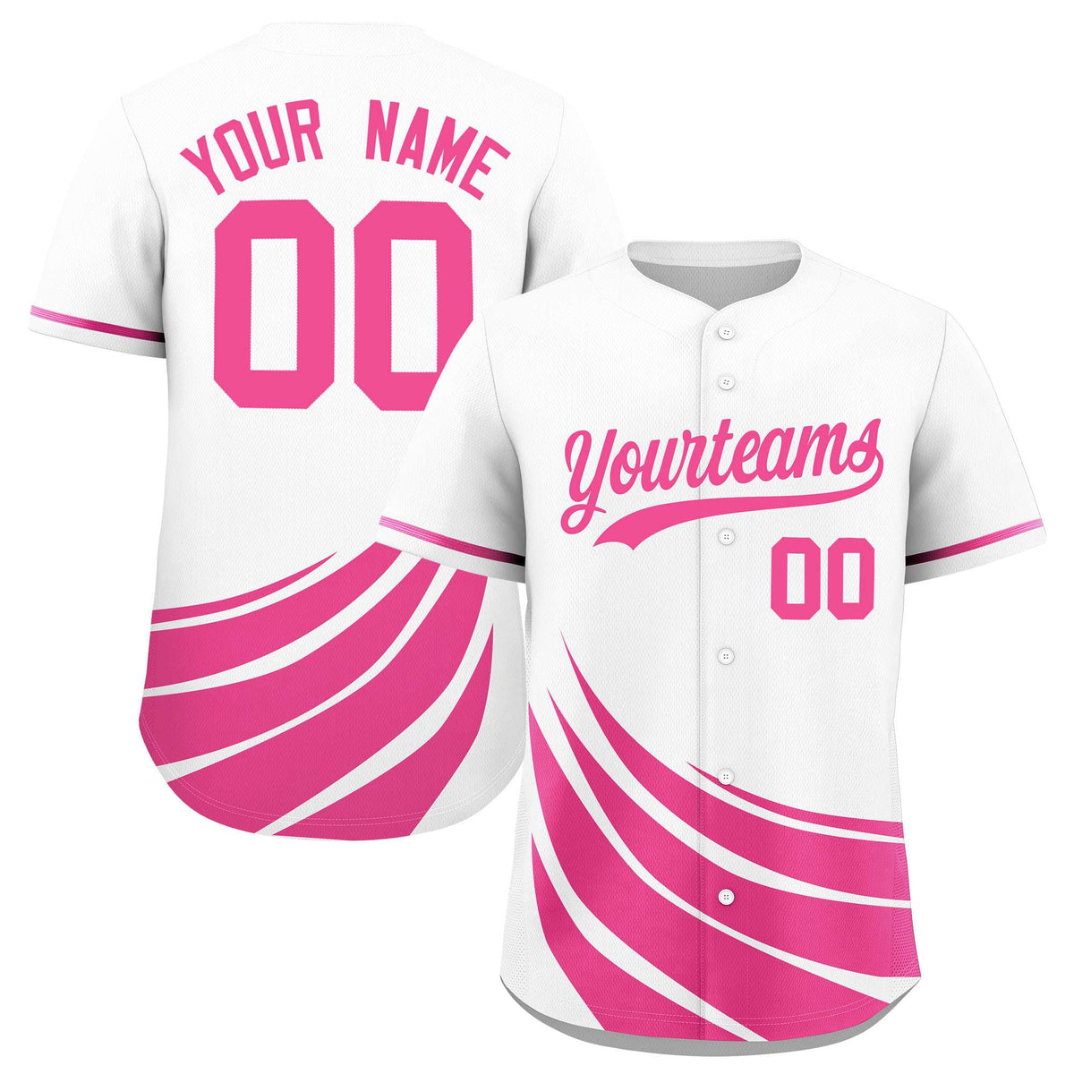 Custom White Pink Wind Mark Graffiti Pattern Authentic Baseball Jersey
