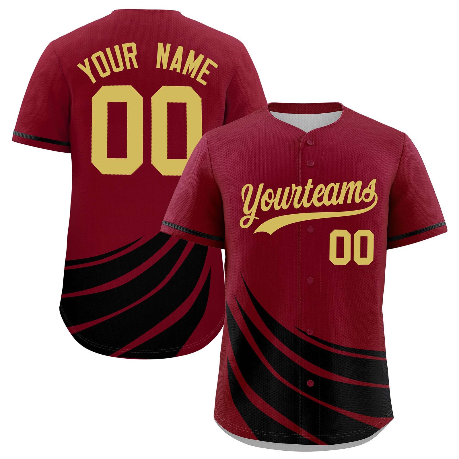 Custom Crimson Black Wind Mark Graffiti Pattern Authentic Baseball Jersey