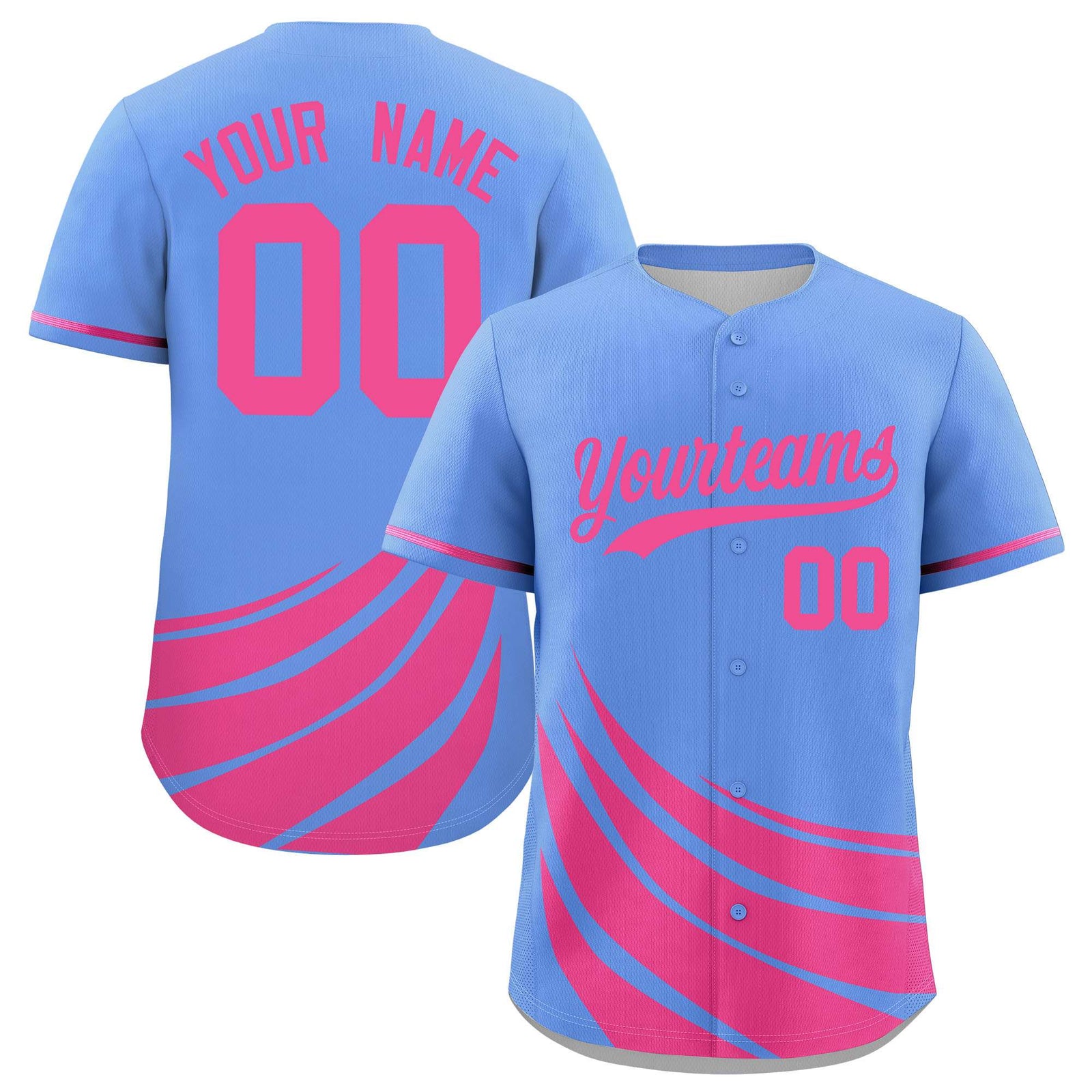 Custom Light Blue Pink Wind Mark Graffiti Pattern Authentic Baseball Jersey