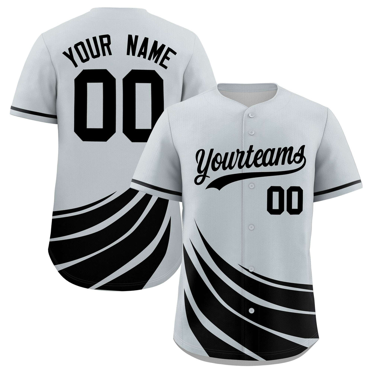 Custom Silver Black Wind Mark Graffiti Pattern Authentic Baseball Jersey