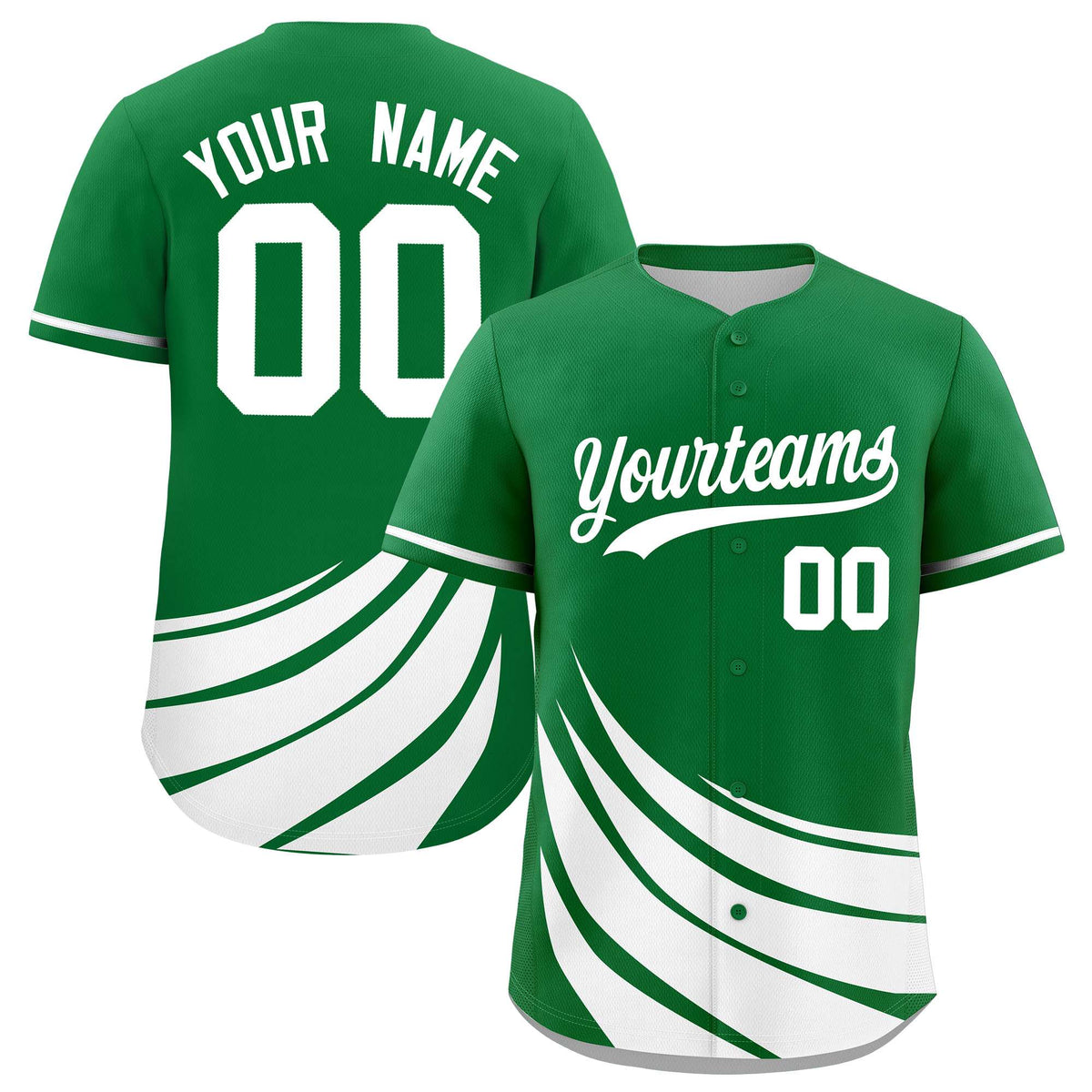 Custom Kelly Green White Wind Mark Graffiti Pattern Authentic Baseball Jersey