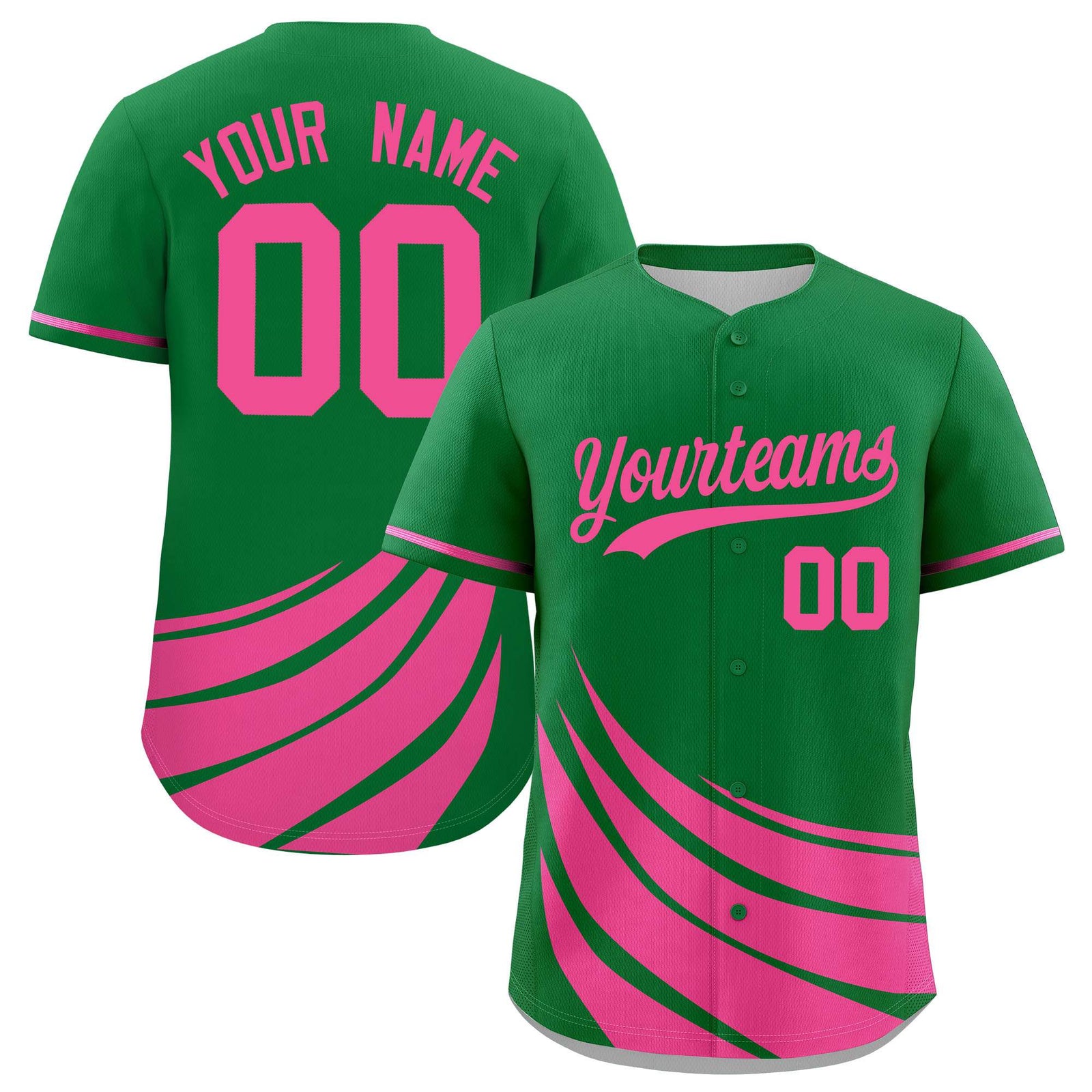 Custom Kelly Green Pink Wind Mark Graffiti Pattern Authentic Baseball Jersey