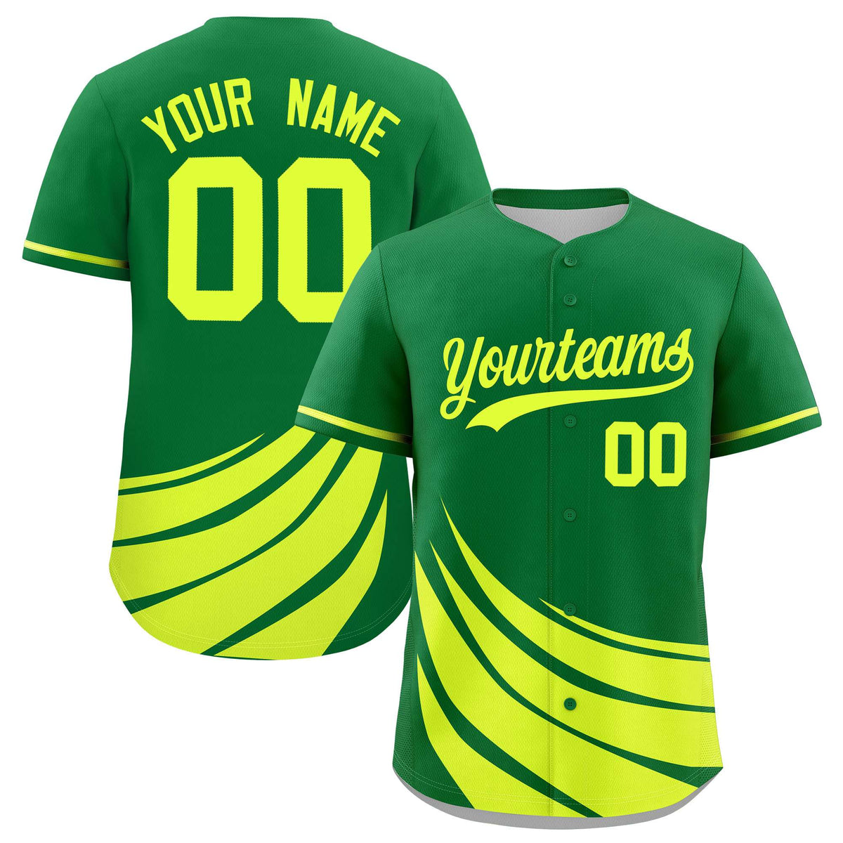 Custom Kelly Green Fluorescent Green Wind Mark Graffiti Pattern Authentic Baseball Jersey