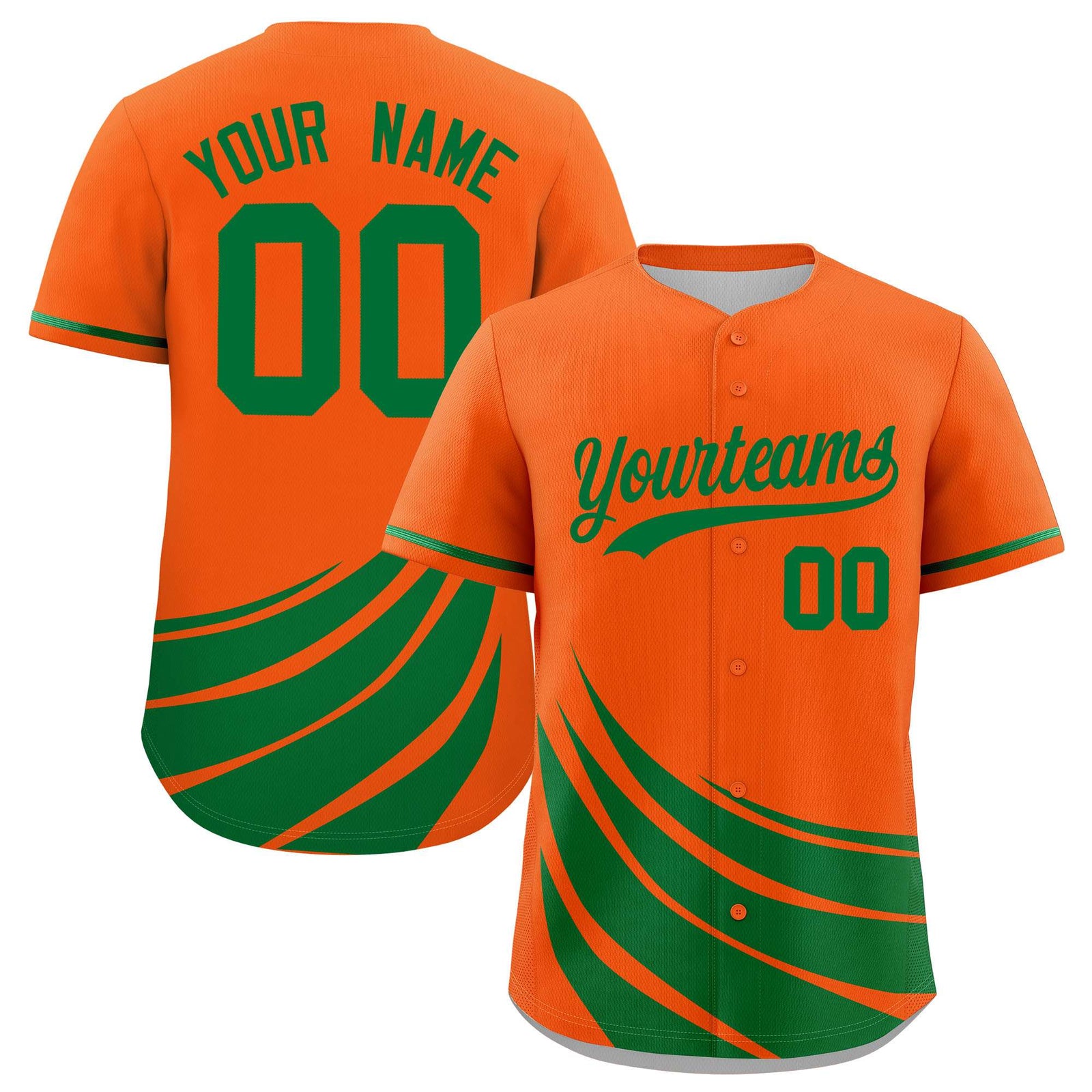 Custom Orange Kelly Green Wind Mark Graffiti Pattern Authentic Baseball Jersey