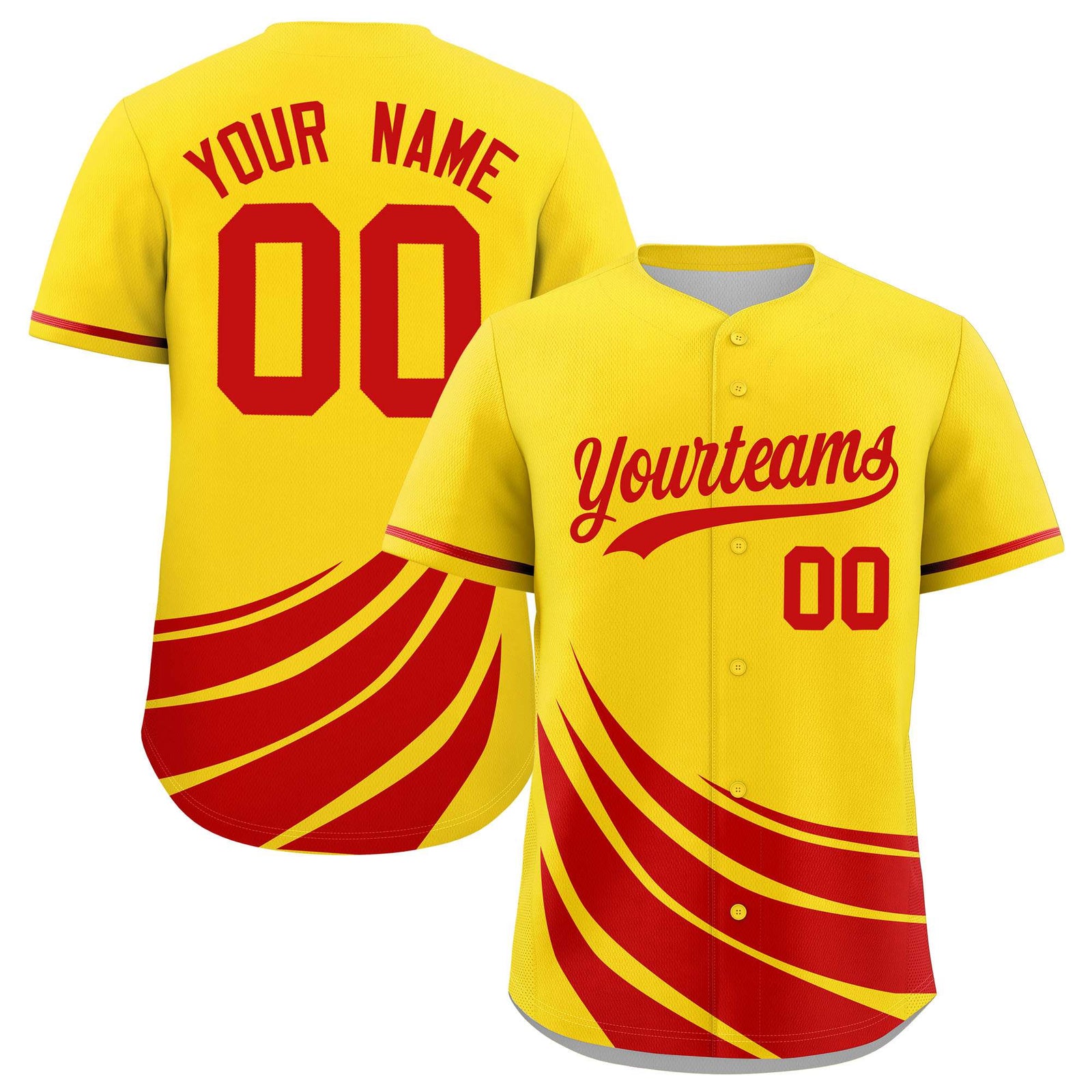 Custom Yellow Red Wind Mark Graffiti Pattern Authentic Baseball Jersey