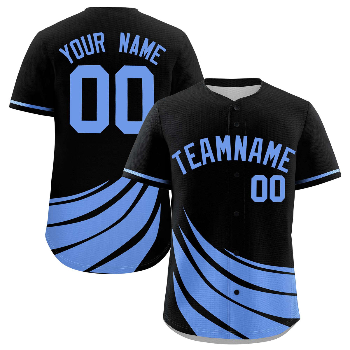 Custom Black Light Blue Wind Mark Graffiti Pattern Authentic Baseball Jersey
