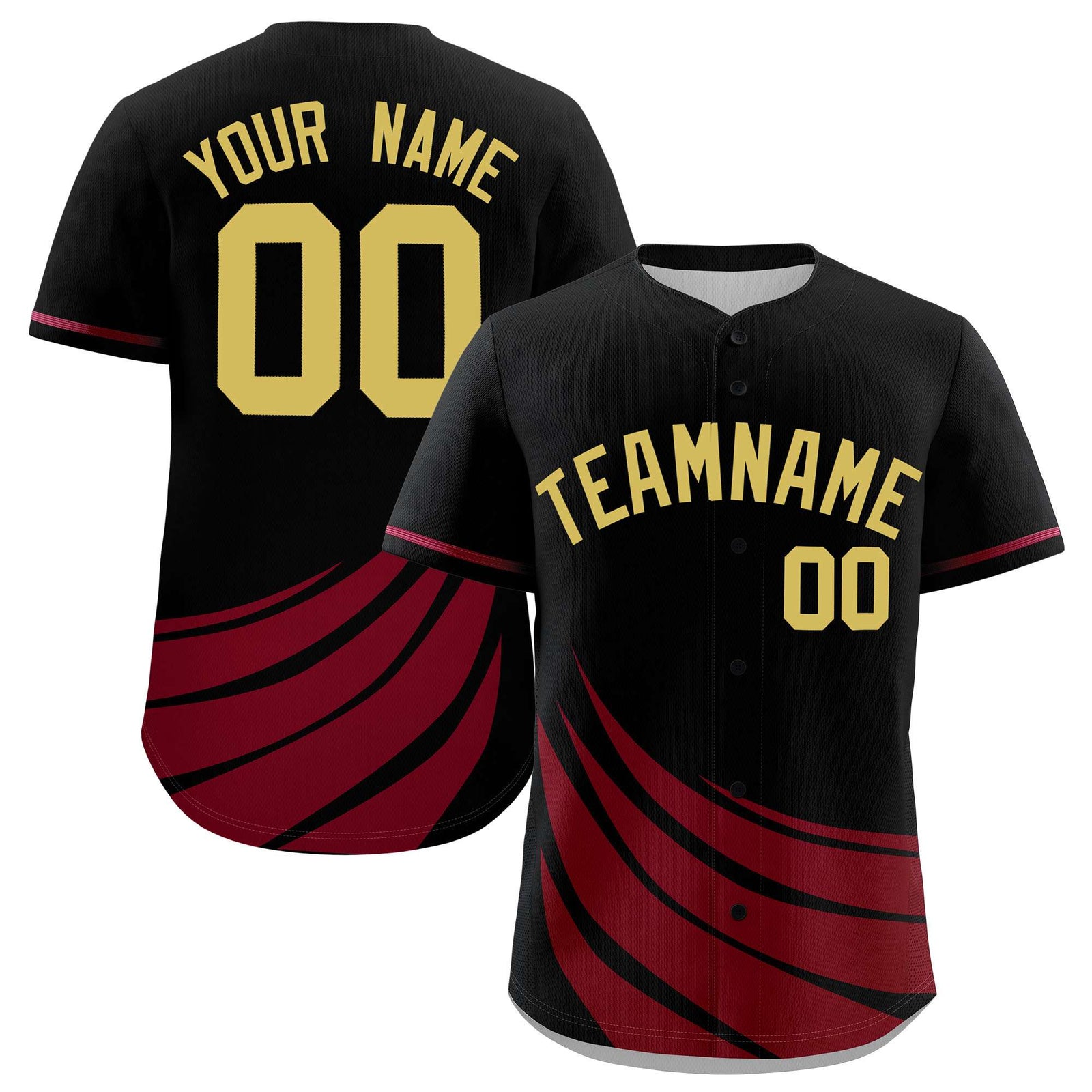 Custom Black Crimson Wind Mark Graffiti Pattern Authentic Baseball Jersey