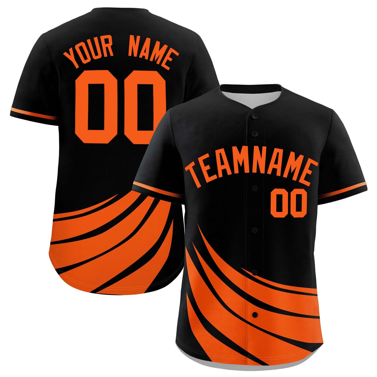Custom Black Orange Wind Mark Graffiti Pattern Authentic Baseball Jersey