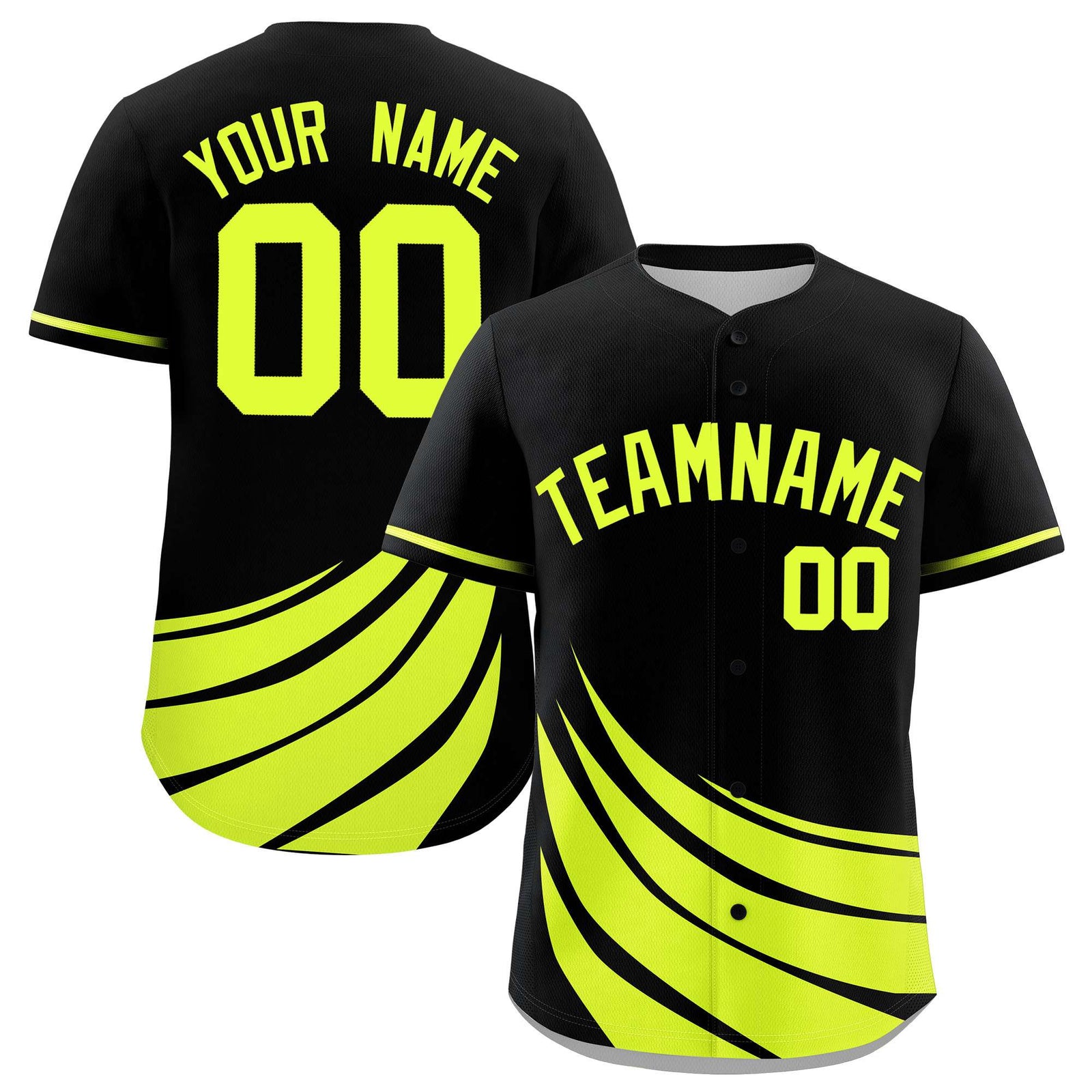 Custom Black Fluorescent Green Wind Mark Graffiti Pattern Authentic Baseball Jersey