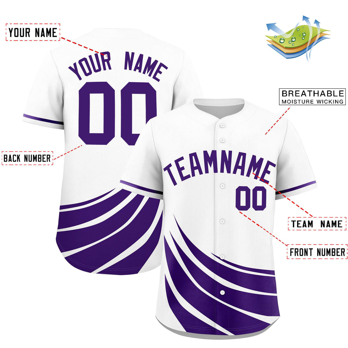 Custom White Purple Wind Mark Graffiti Pattern Authentic Baseball Jersey