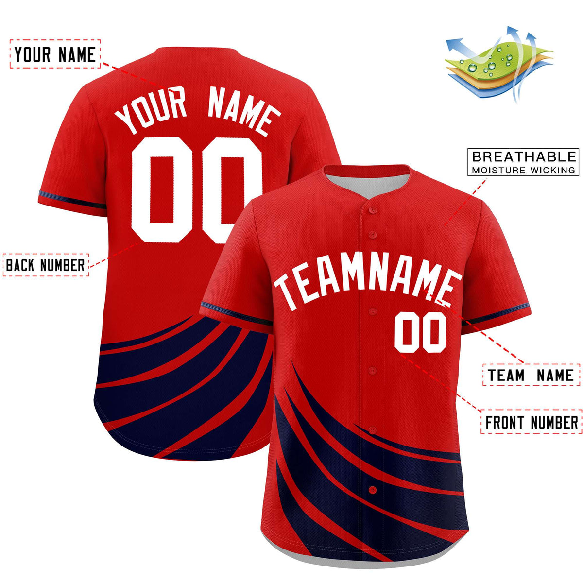 Custom Red Navy Wind Mark Graffiti Pattern Authentic Baseball Jersey