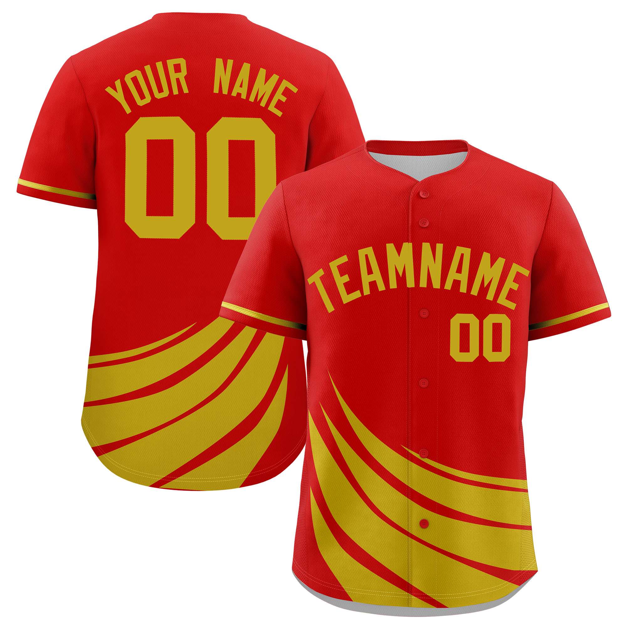 Custom Red Old Gold Wind Mark Graffiti Pattern Authentic Baseball Jersey