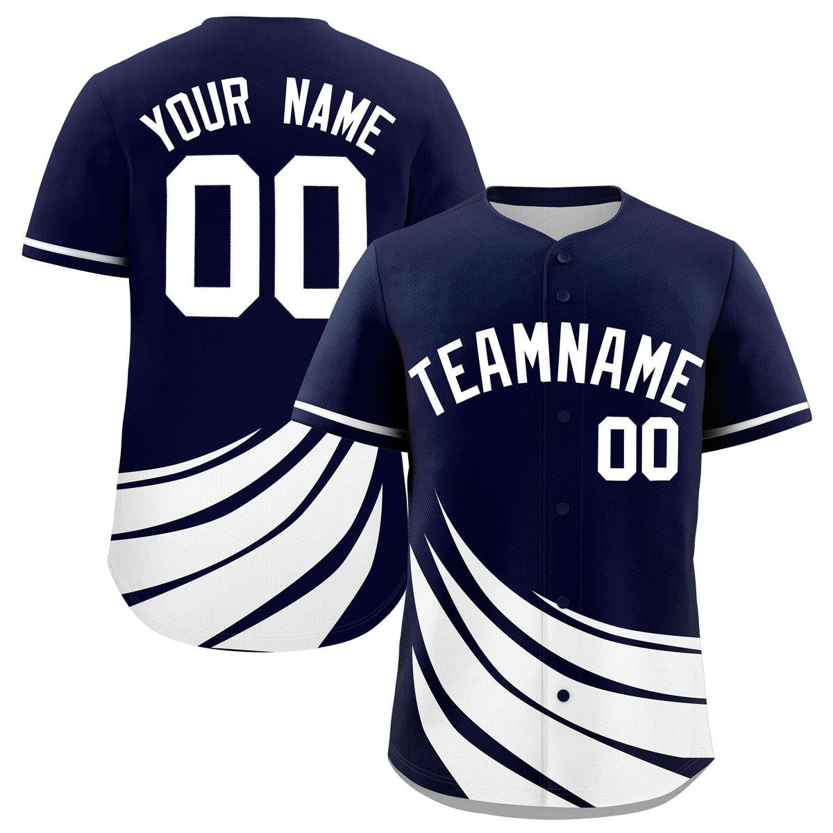 Custom Navy White Wind Mark Graffiti Pattern Authentic Baseball Jersey