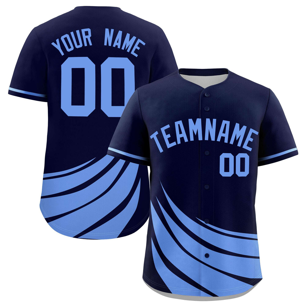 Custom Navy Light Blue Wind Mark Graffiti Pattern Authentic Baseball Jersey