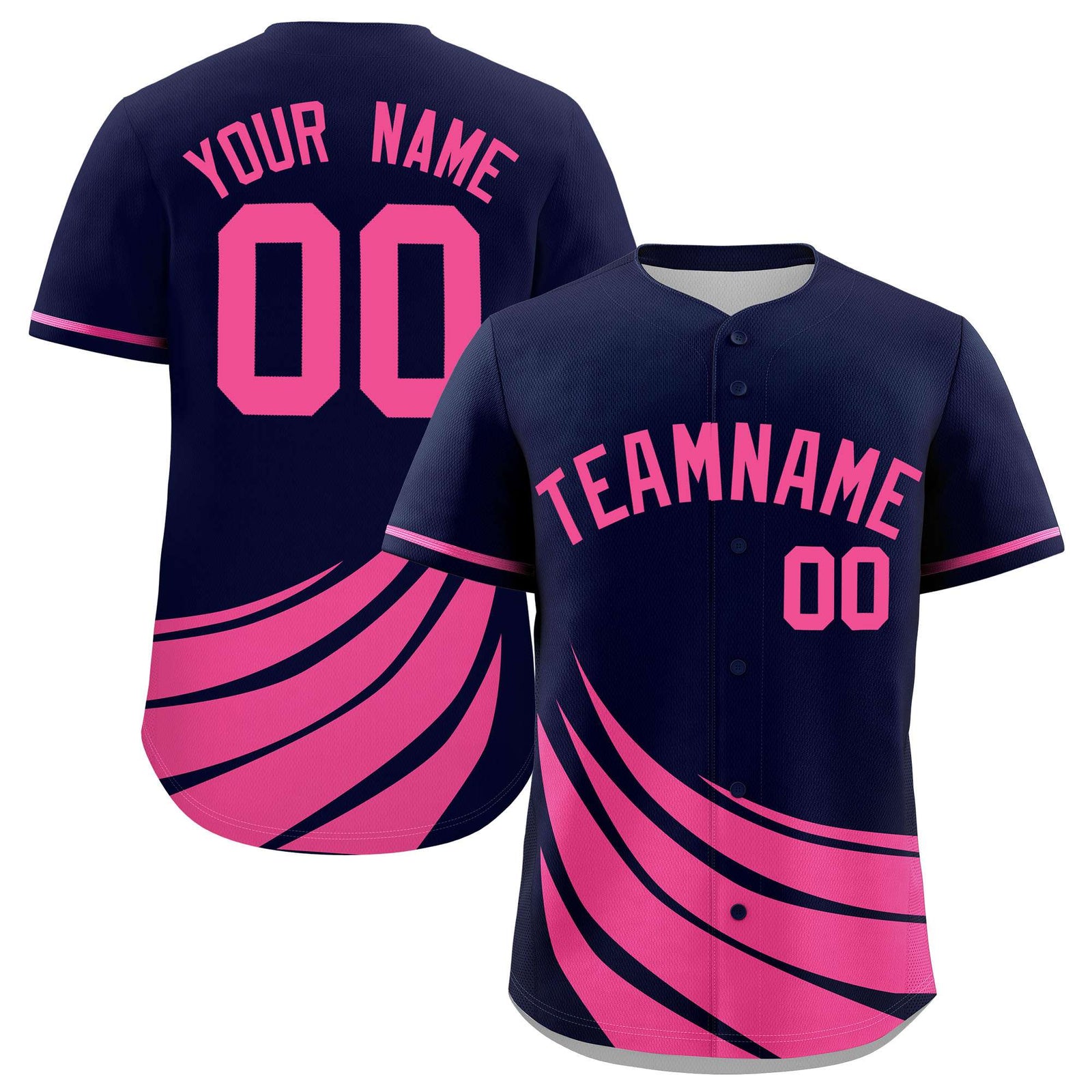 Custom Navy Pink Wind Mark Graffiti Pattern Authentic Baseball Jersey