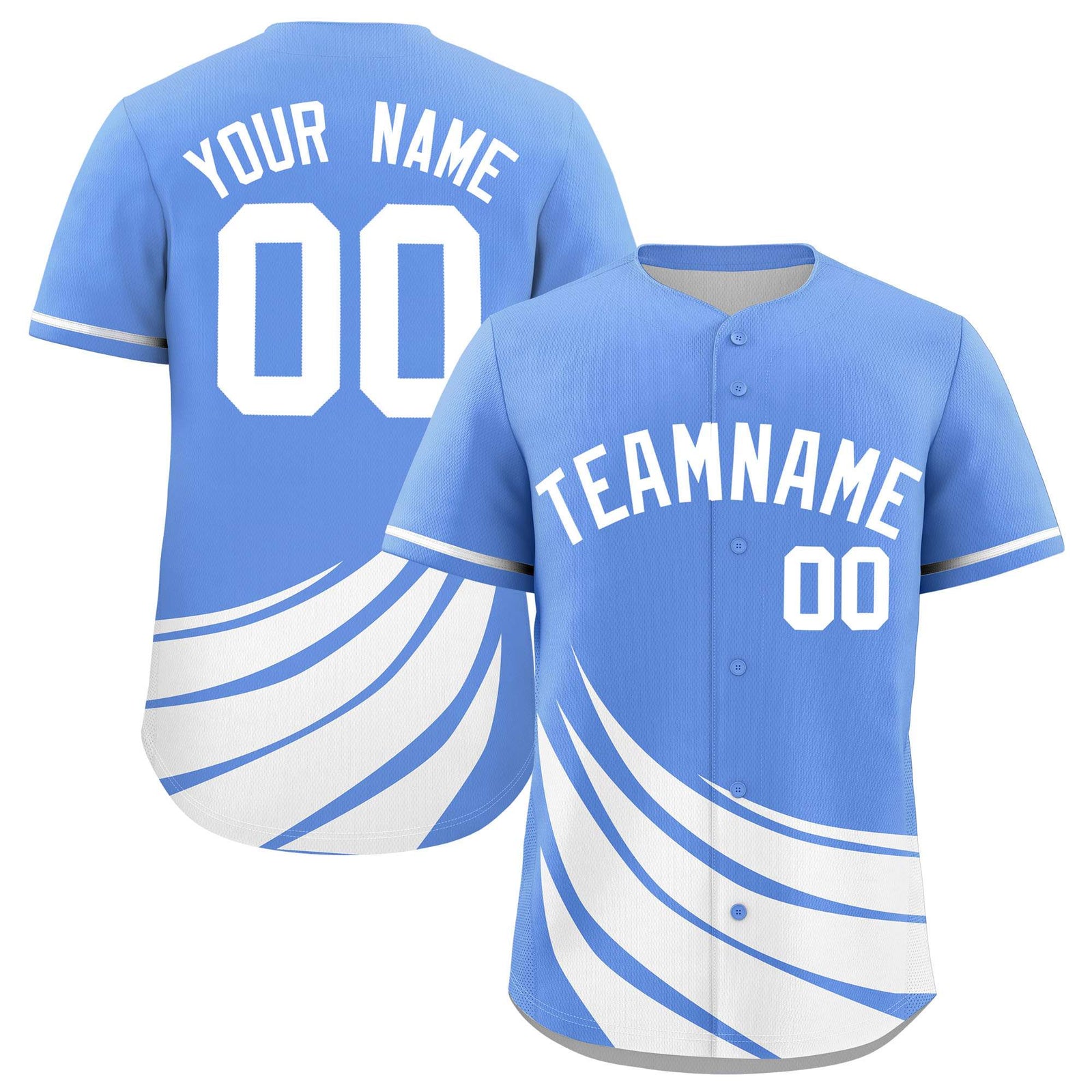 Custom Light Blue White Wind Mark Graffiti Pattern Authentic Baseball Jersey