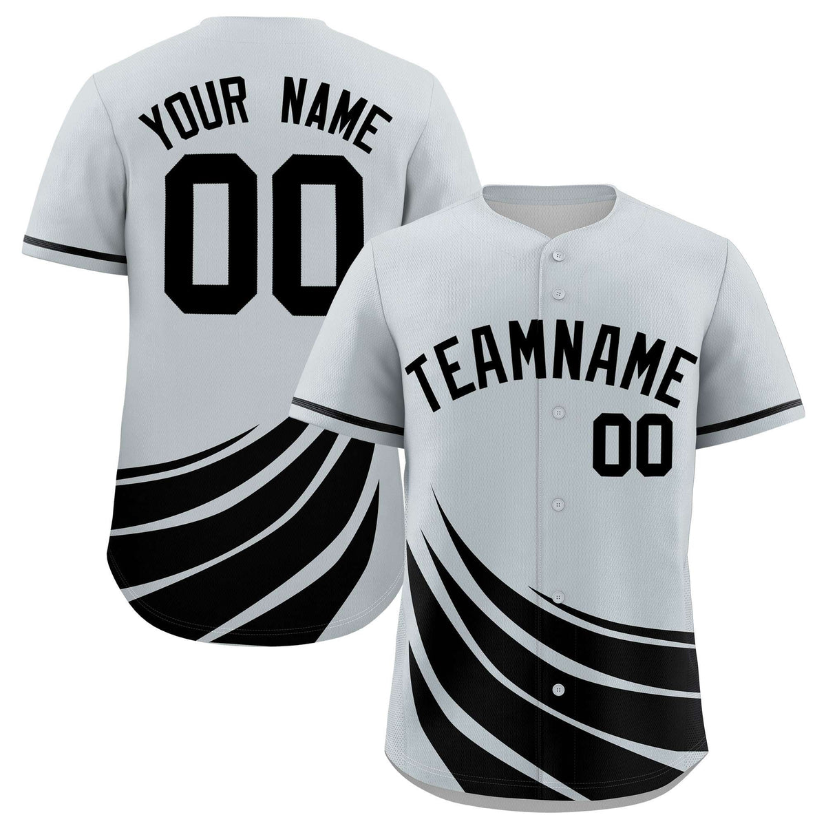 Custom Silver Black Wind Mark Graffiti Pattern Authentic Baseball Jersey
