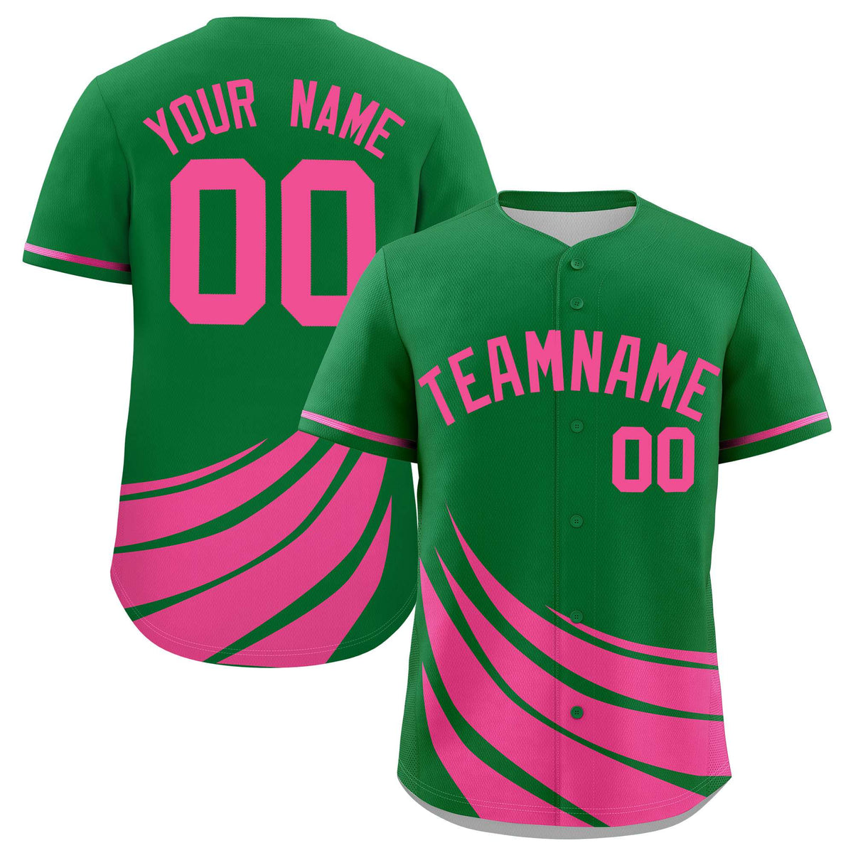 Custom Kelly Green Pink Wind Mark Graffiti Pattern Authentic Baseball Jersey