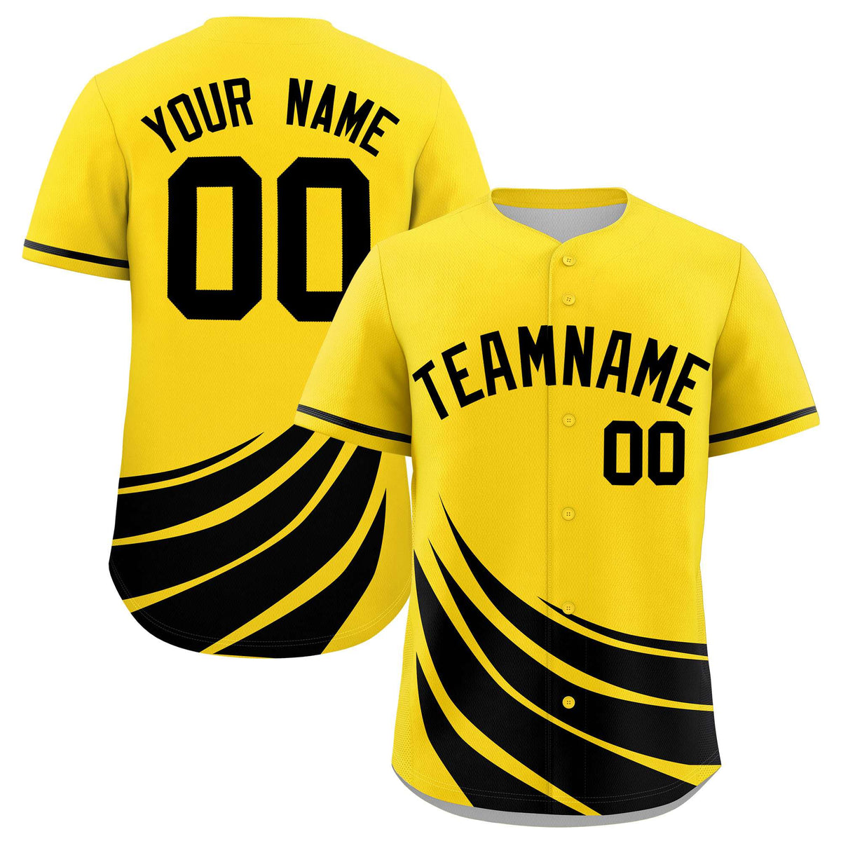 Custom Yellow Black Wind Mark Graffiti Pattern Authentic Baseball Jersey