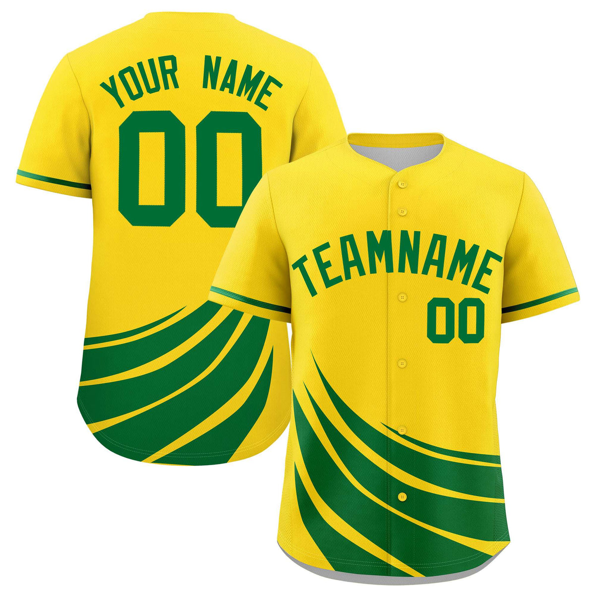 Custom Yellow Kelly Green Wind Mark Graffiti Pattern Authentic Baseball Jersey