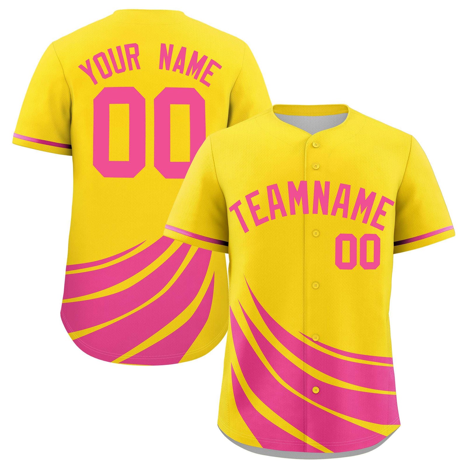 Custom Yellow Pink Wind Mark Graffiti Pattern Authentic Baseball Jersey