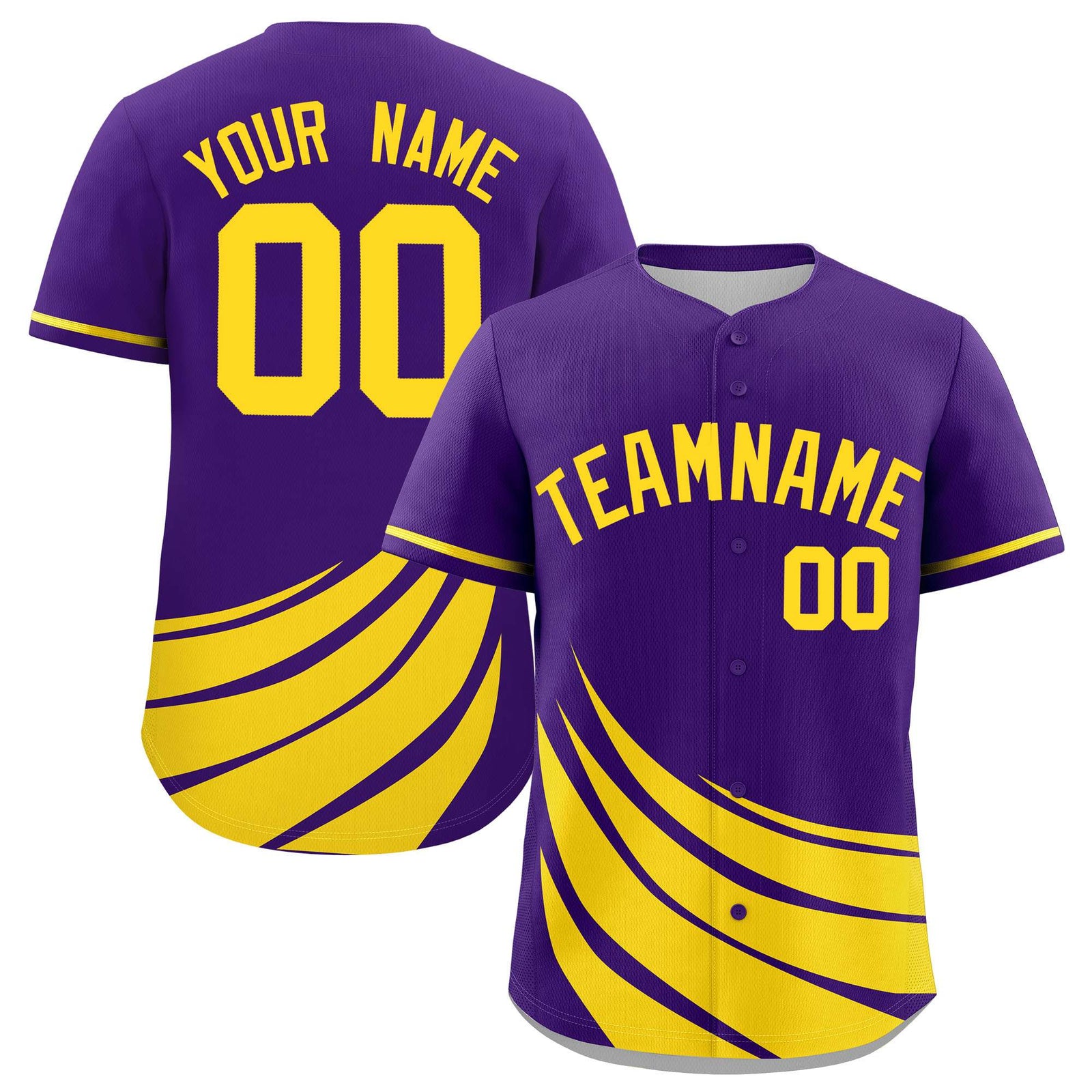 Custom Purple Yellow Wind Mark Graffiti Pattern Authentic Baseball Jersey