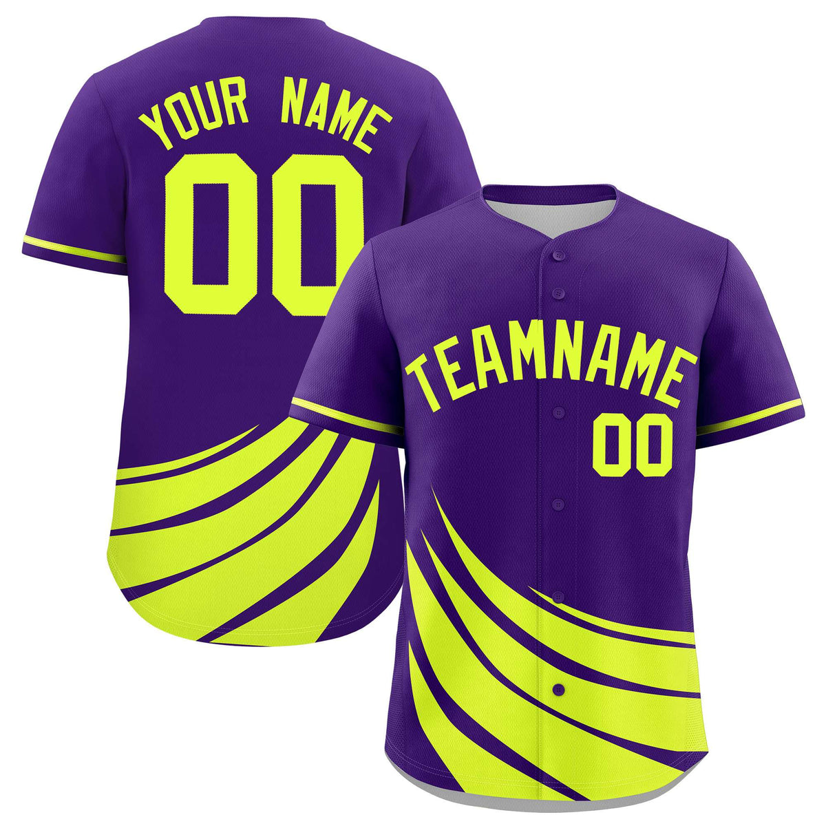 Custom Purple Fluorescent Green Wind Mark Graffiti Pattern Authentic Baseball Jersey