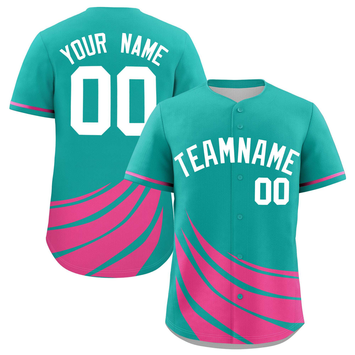 Custom Aqua Pink Wind Mark Graffiti Pattern Authentic Baseball Jersey