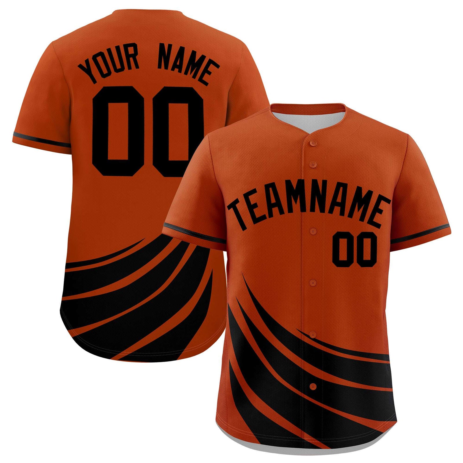Custom Texas Orange Black Wind Mark Graffiti Pattern Authentic Baseball Jersey