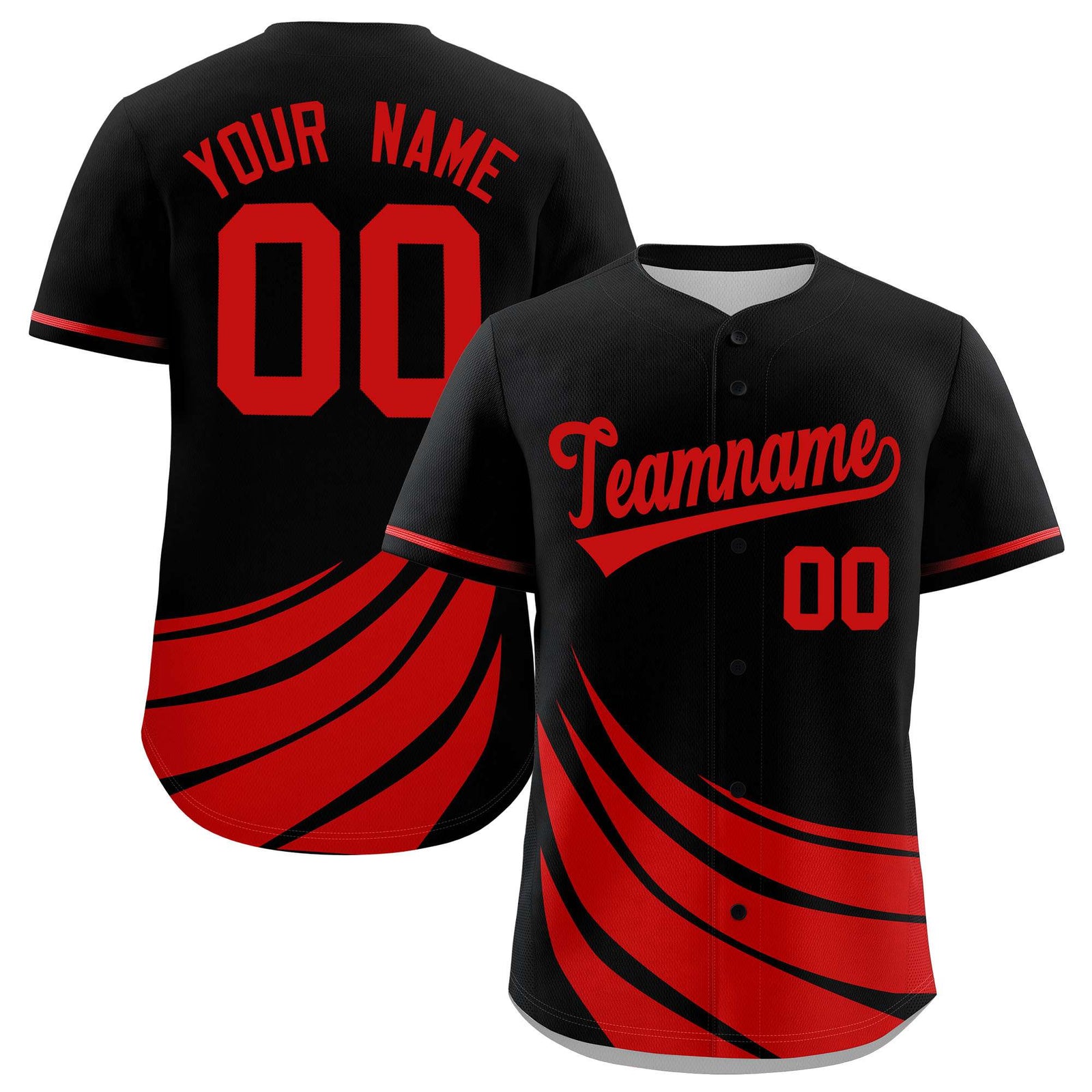 Custom Black Red Wind Mark Graffiti Pattern Authentic Baseball Jersey