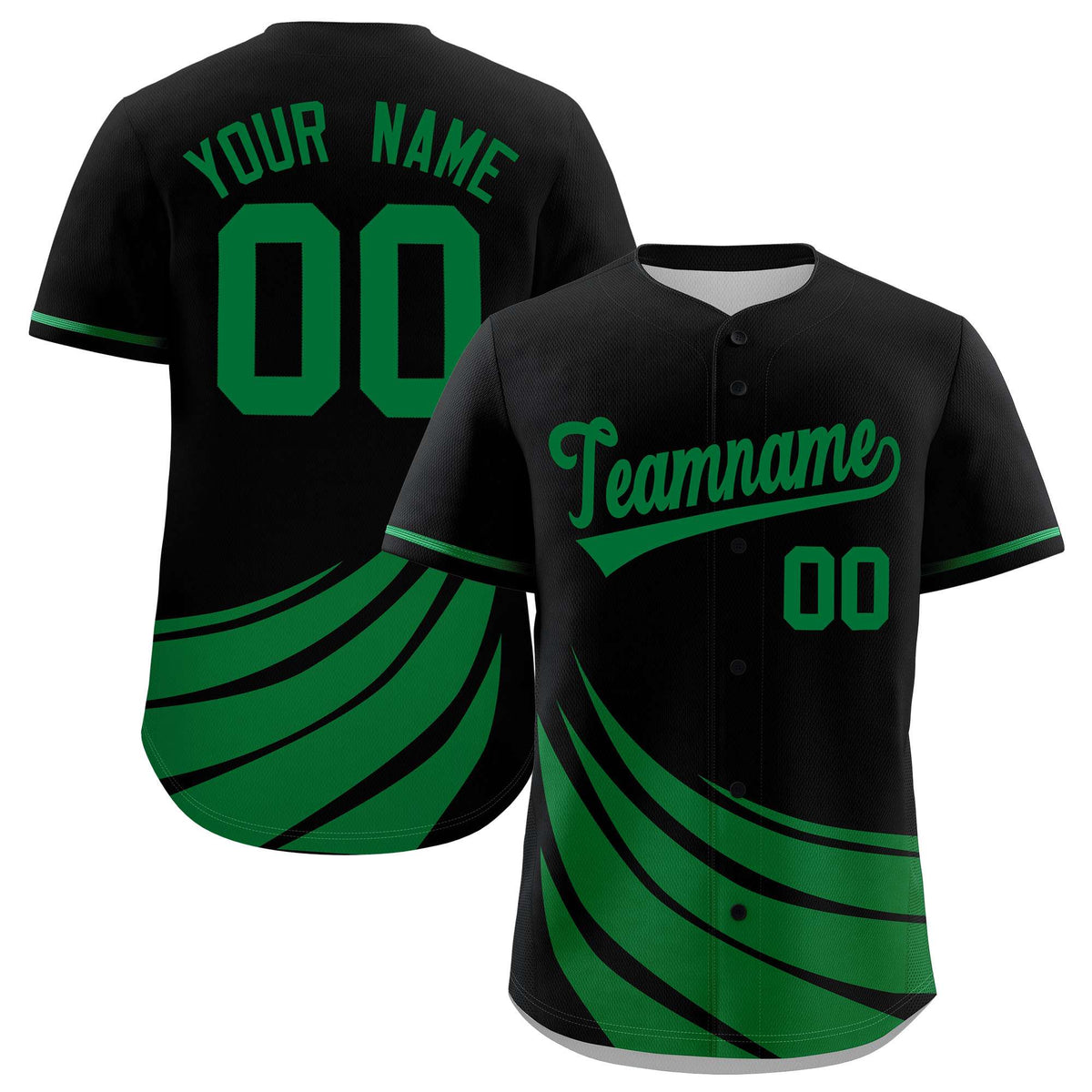 Custom Black Kelly Green Wind Mark Graffiti Pattern Authentic Baseball Jersey