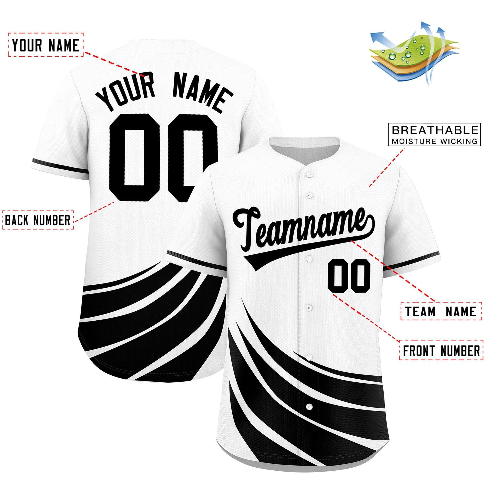 Custom White Black Wind Mark Graffiti Pattern Authentic Baseball Jersey