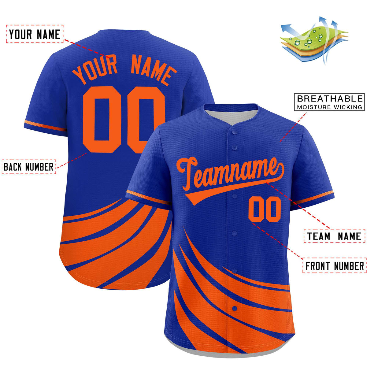 Custom Royal Orange Wind Mark Graffiti Pattern Authentic Baseball Jersey