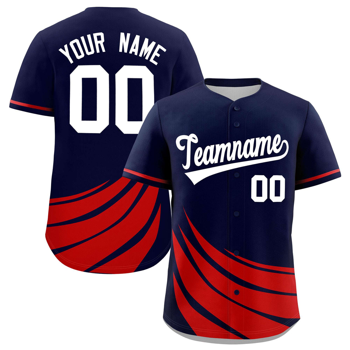 Custom Navy Red Wind Mark Graffiti Pattern Authentic Baseball Jersey