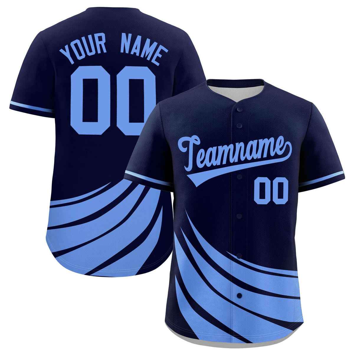 Custom Navy Light Blue Wind Mark Graffiti Pattern Authentic Baseball Jersey