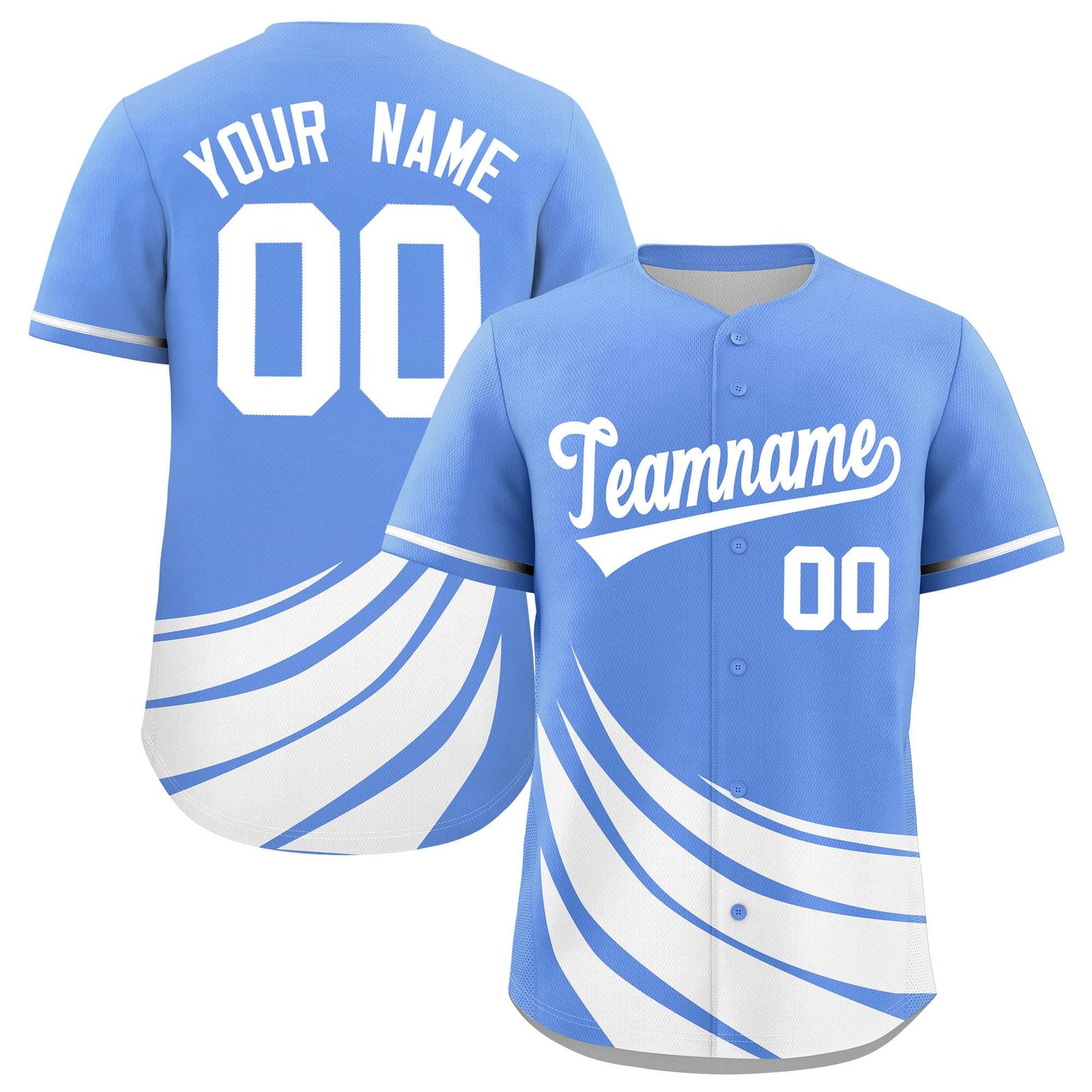Custom Light Blue White Wind Mark Graffiti Pattern Authentic Baseball Jersey