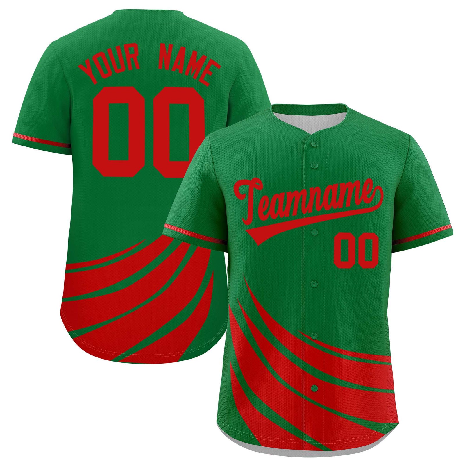 Custom Kelly Green Red Wind Mark Graffiti Pattern Authentic Baseball Jersey