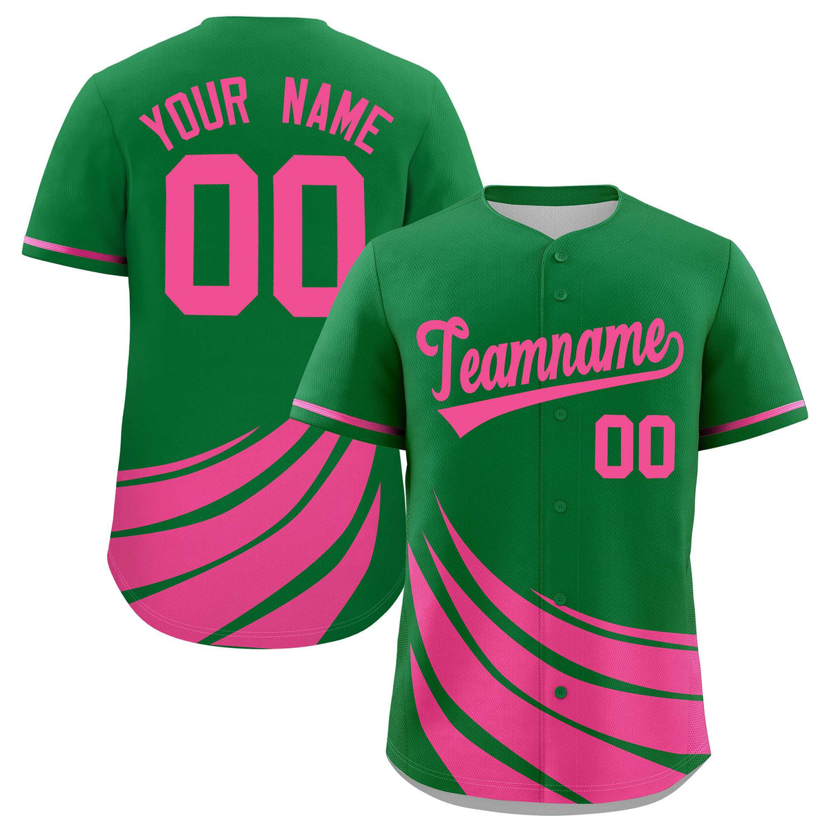 Custom Kelly Green Pink Wind Mark Graffiti Pattern Authentic Baseball Jersey