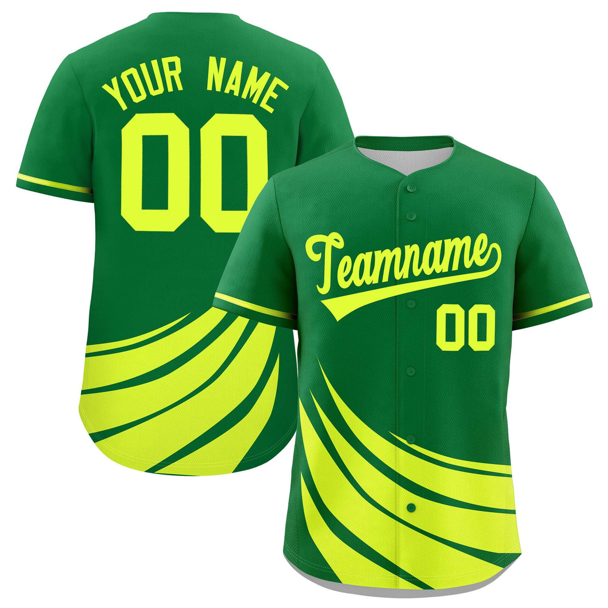 Custom Kelly Green Fluorescent Green Wind Mark Graffiti Pattern Authentic Baseball Jersey