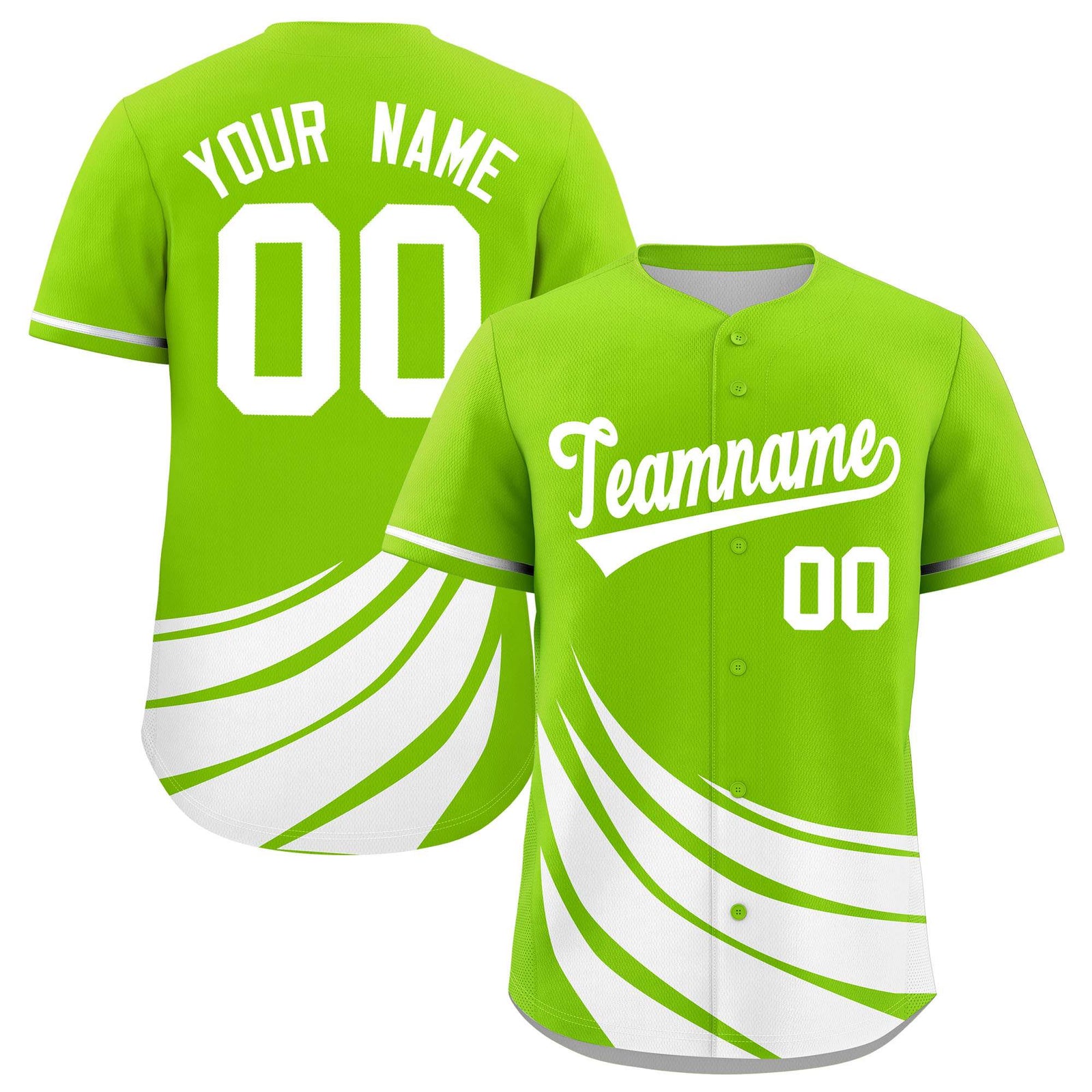 Custom Neon Green White Wind Mark Graffiti Pattern Authentic Baseball Jersey