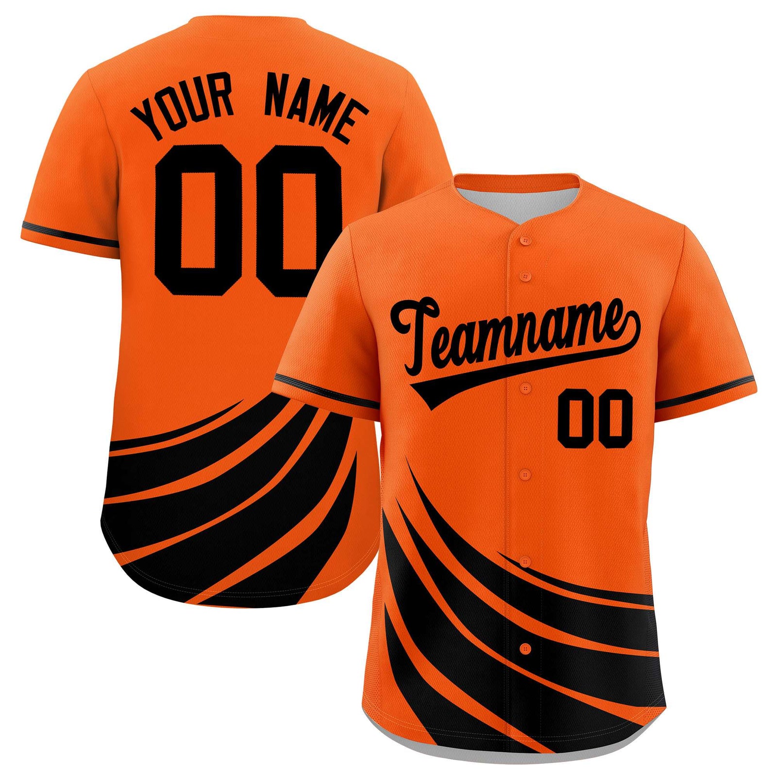 Custom Orange Black Wind Mark Graffiti Pattern Authentic Baseball Jersey