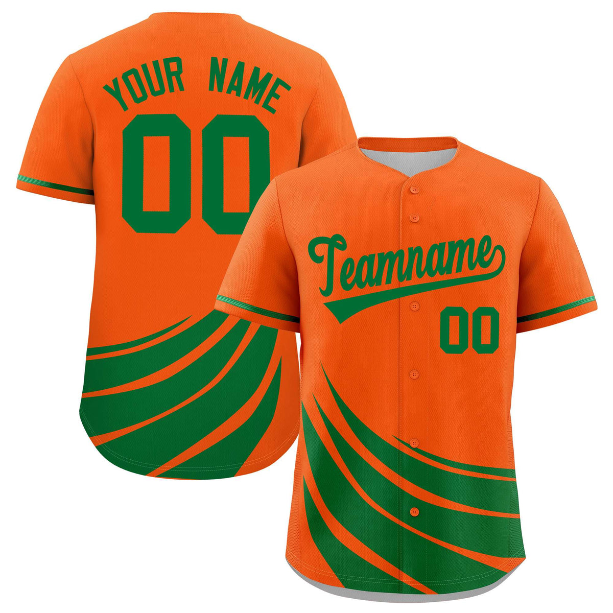 Custom Orange Kelly Green Wind Mark Graffiti Pattern Authentic Baseball Jersey