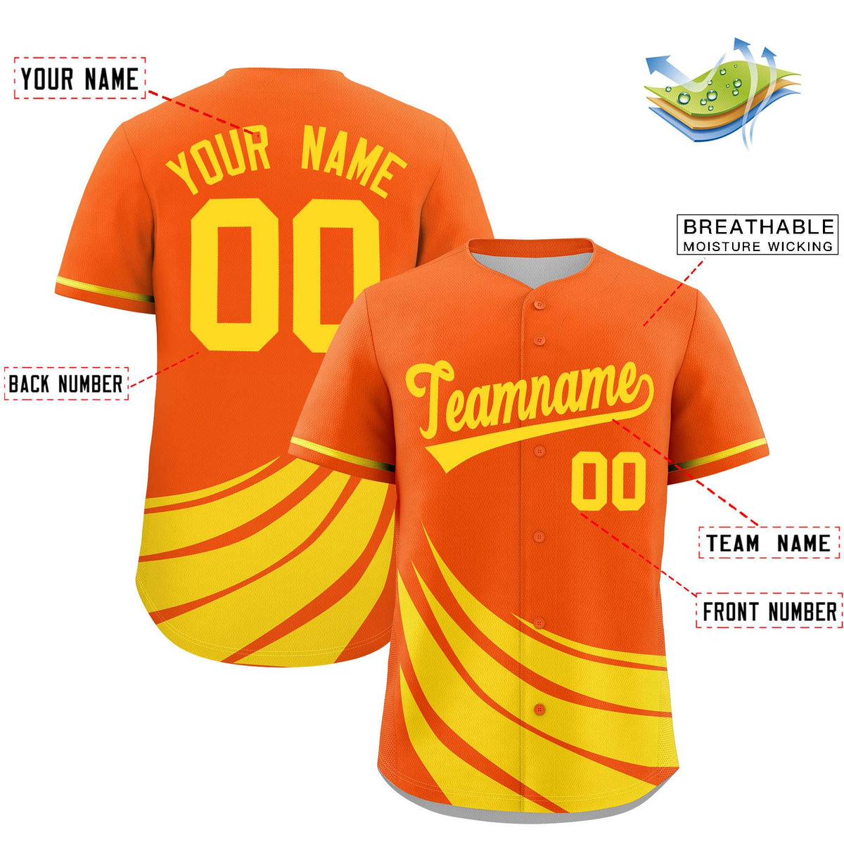 Custom Orange Yellow Wind Mark Graffiti Pattern Authentic Baseball Jersey