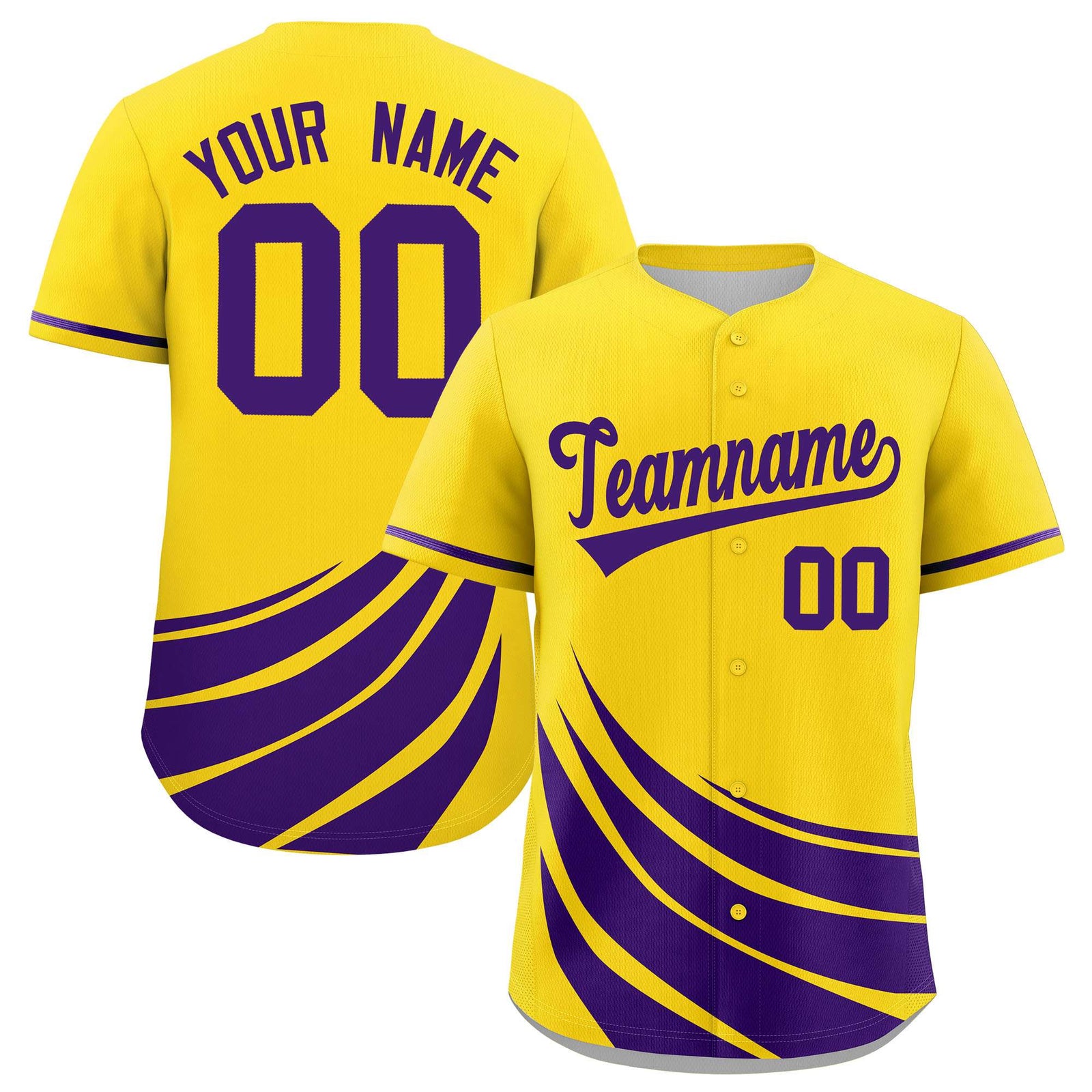 Custom Yellow Purple Wind Mark Graffiti Pattern Authentic Baseball Jersey