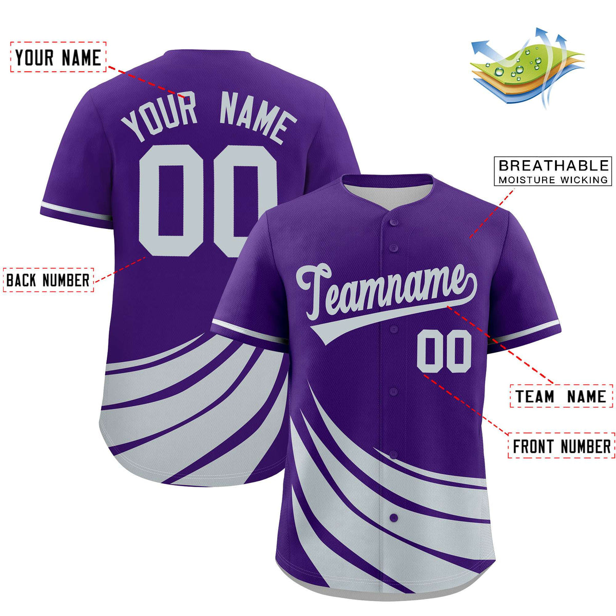 Custom Purple Silver Wind Mark Graffiti Pattern Authentic Baseball Jersey