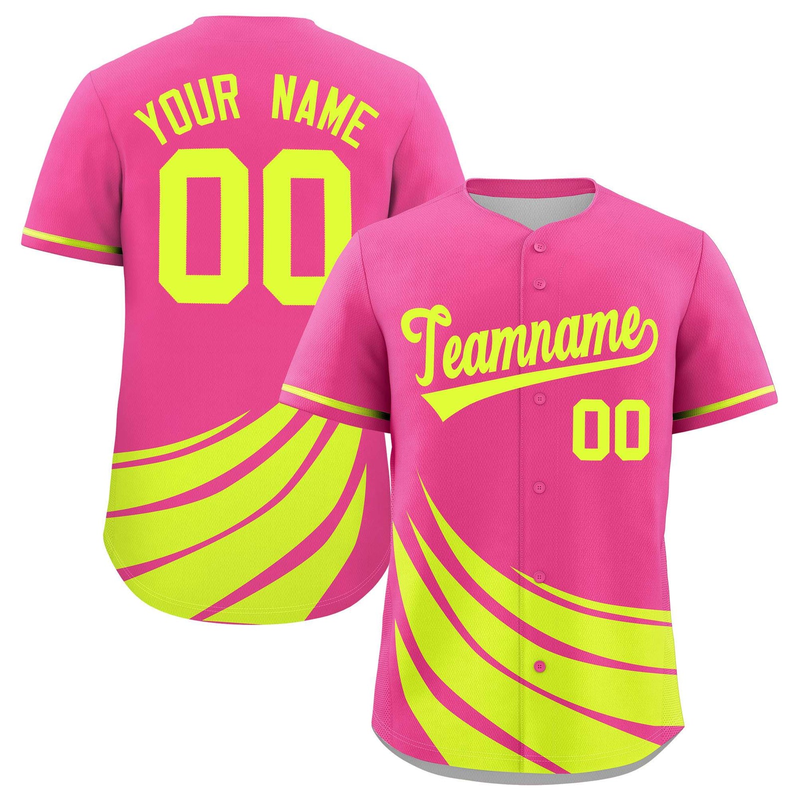 Custom Pink Fluorescent Green Wind Mark Graffiti Pattern Authentic Baseball Jersey